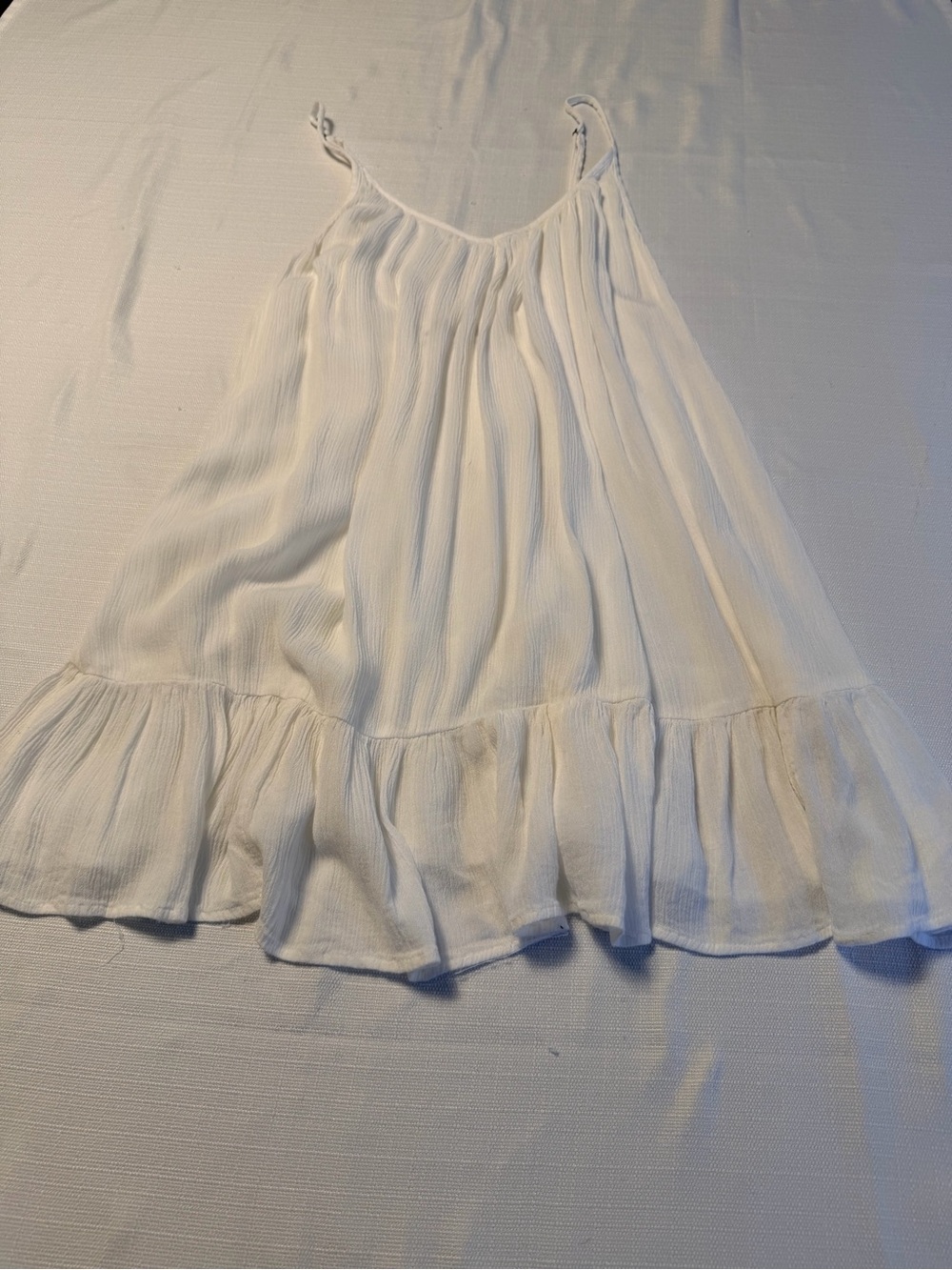 Hollister White Spaghetti-Strap Ruffle-Hem Tunic